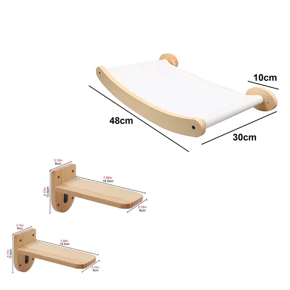 Accessoires Muraux en Bois pour Chat – Perchoir, Hamac, Griffoir, Nid