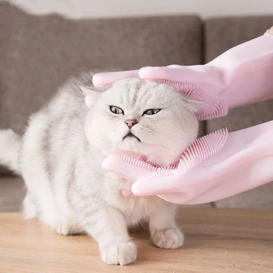 gants de bain en silicone pour animaux de compagnie