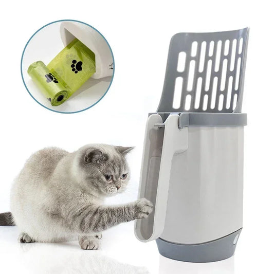 Pelle à litière pour chat avec poubelle intégrée