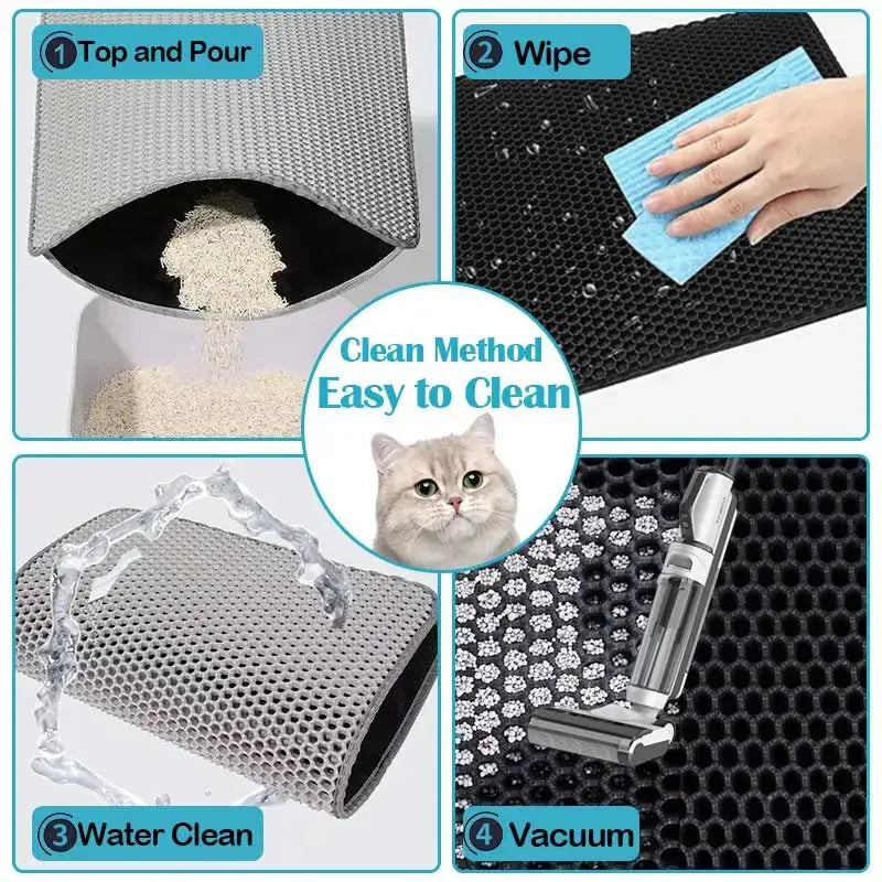 Tapis de Litière pour Chat – Double Couche Antidérapant & Facile à nettoyer