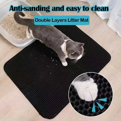 Tapis de Litière pour Chat – Double Couche Antidérapant & Facile à nettoyer