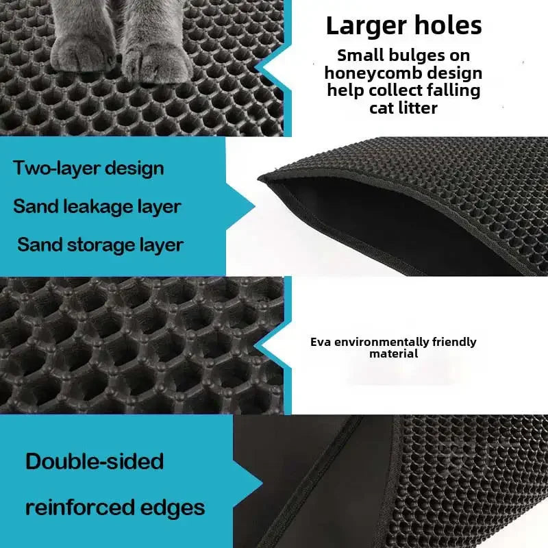Tapis de Litière pour Chat – Double Couche Antidérapant & Facile à nettoyer