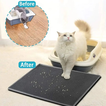 Tapis de Litière pour Chat – Double Couche Antidérapant & Facile à nettoyer
