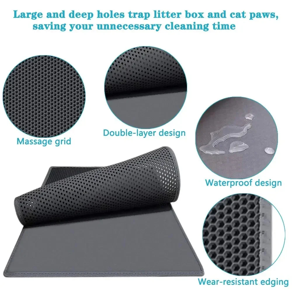 Tapis de Litière pour Chat – Double Couche Antidérapant & Facile à nettoyer
