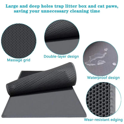 Tapis de Litière pour Chat – Double Couche Antidérapant & Facile à nettoyer
